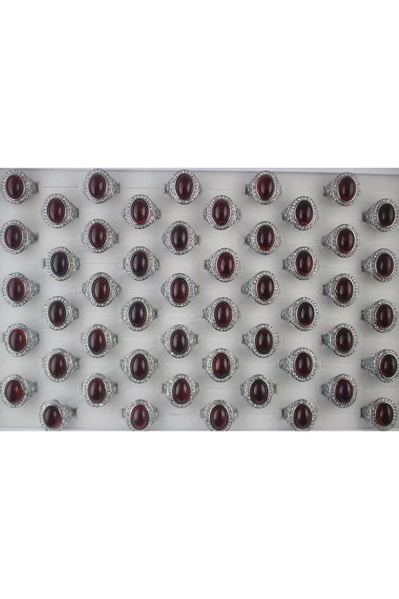 Wholesale Job Lots 32pcs Small Filled Rhinestone Oval Red Resin Lady's Rings