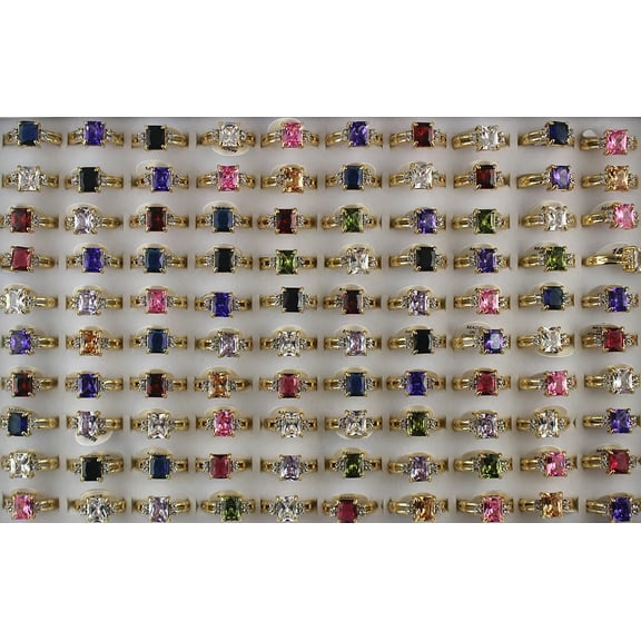 K-KED Wholesale Lady's Rings 32pcs Mixed Lots Wedding Cubic Zirconia Gold Plated Ring