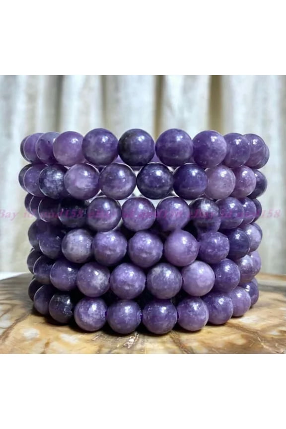 Wholesale Lot 6 Pcs Natural Lepidolite 7.5” Crystal Healing Stretch Bracelet-10 mm