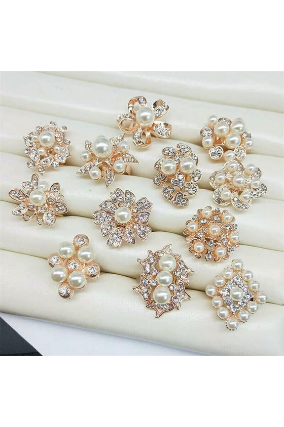 Wholesale Lots 20pcs Womens Delicate Jewelry Pearl Ring Clear Rhinestone Rings