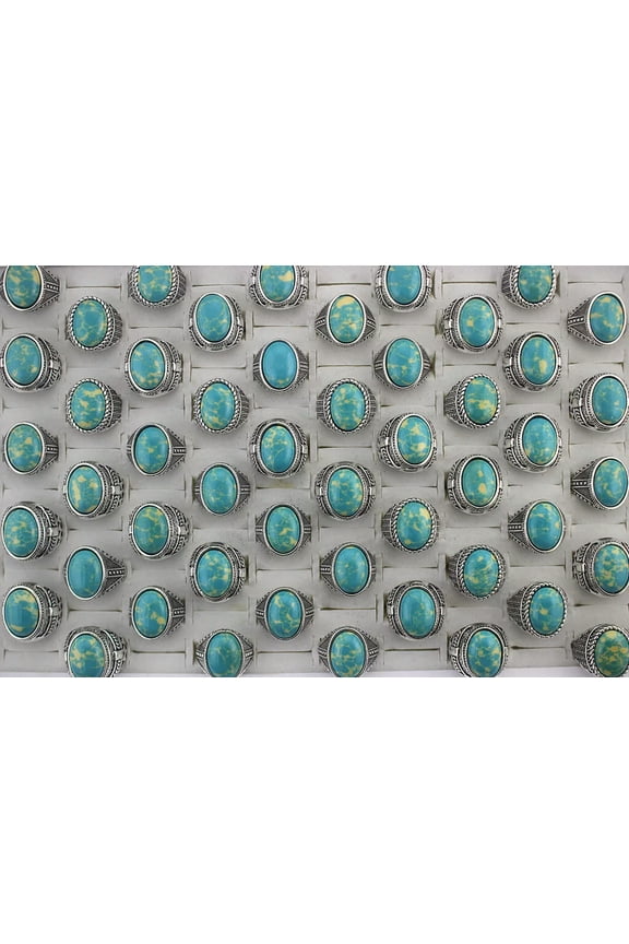 Wholesale Lots 30pcs Mixed Big Oval Natural Stone Mens Party Fashion Rings