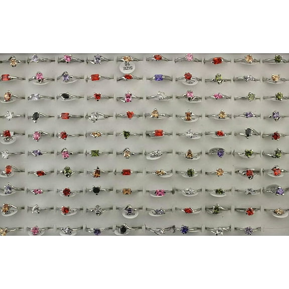 K-KED Wholesale Lots 32pcs Mixed Fashion Various Cute Cubic Zirconia Lady's Rings