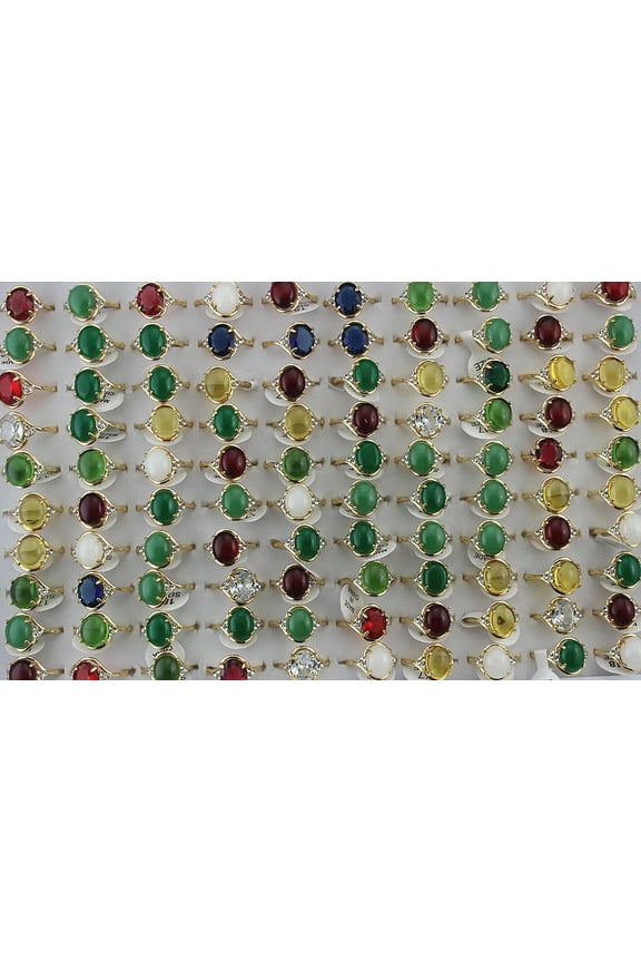Wholesale Lots 32pcs Mixed Resin Glass Ring Clear Rhinestone Gold P Lady's Rings