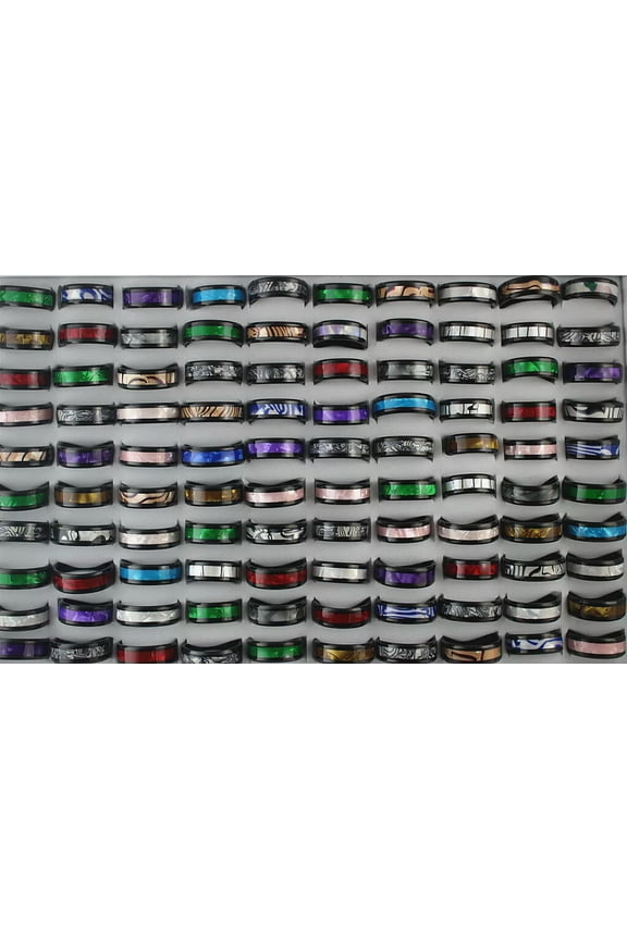 Wholesale Lots 32pcs Mixed Shell Delicate Jewelry Fashion Stainless Steel Men's Rings