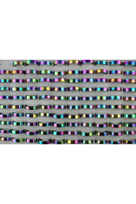 Wholesale Lots 32pcs Multicolor Stainless Steel Ring 6MM Width Fashion Men Rings