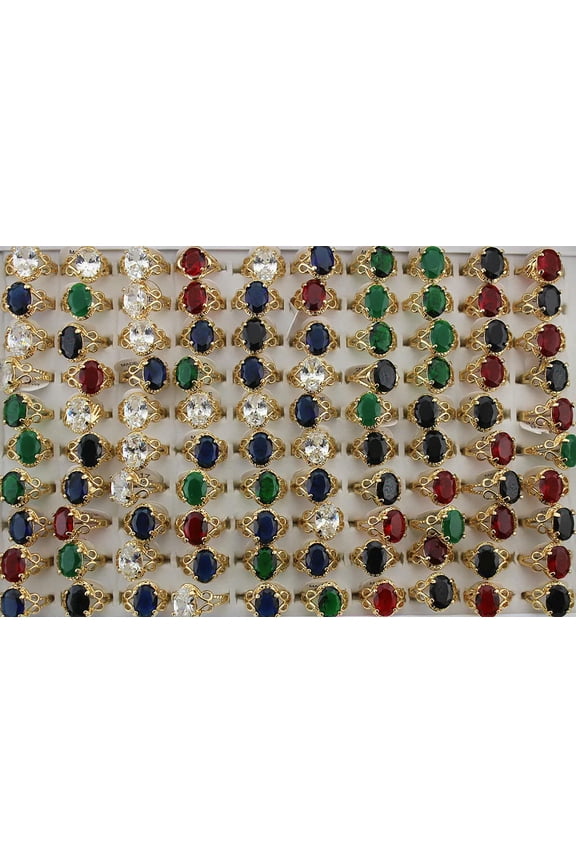 Wholesale Lots 32pcs Newest Lady's Ring Mixed Cubic Zirconia Hollow Gold P Rings