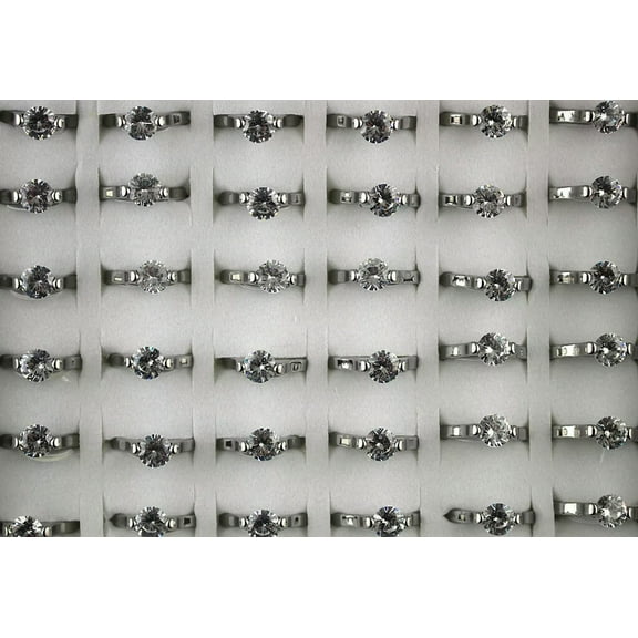 K-KED Wholesale Mixed Lots 32pcs Fashion Cubic Zirconia Delicate Jewelry Stainless Steel Rings