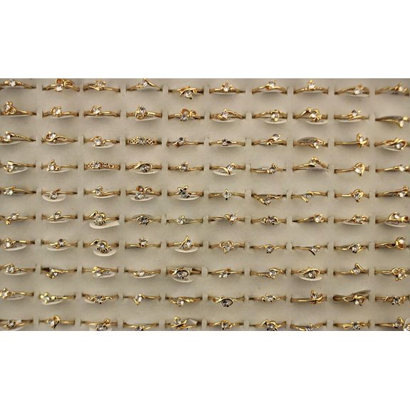 K-KED Wholesale Mixed Lots 32pcs Lady's Clear Cubic Zirconia Wedding Gold P Rings