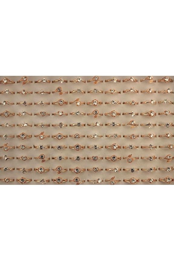 Wholesale Mixed Lots 32pcs Lady's Copper Adjustable Clear Cubic Zirconia Rings