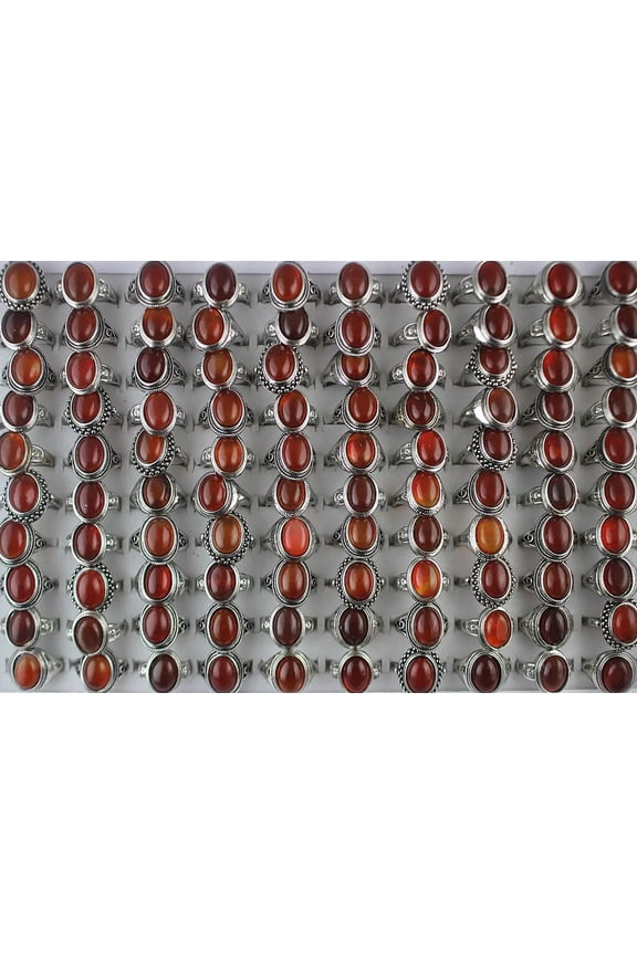 Wholesale Mixed Lots 32pcs Oval Variety Red Agate Stone Women Fashion Rings