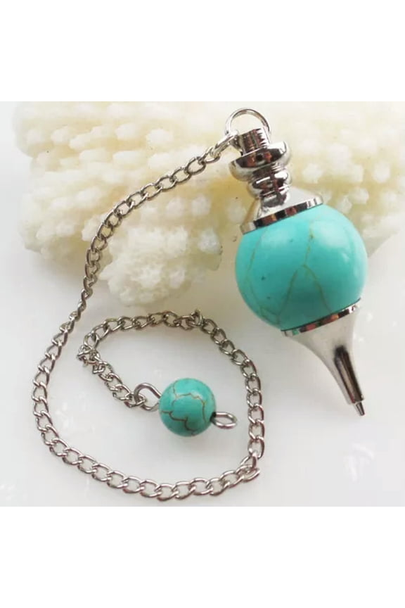 Wholesale Natural Mixed Gemstone Sphere Pendulum Pendant Crystal Healing-Turquoise