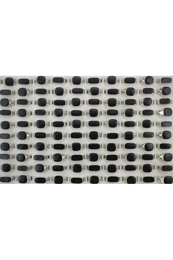 Wholesale Rings Bulk Lots 30pcs Black Small Mixed Enamel Women Unisex Rings
