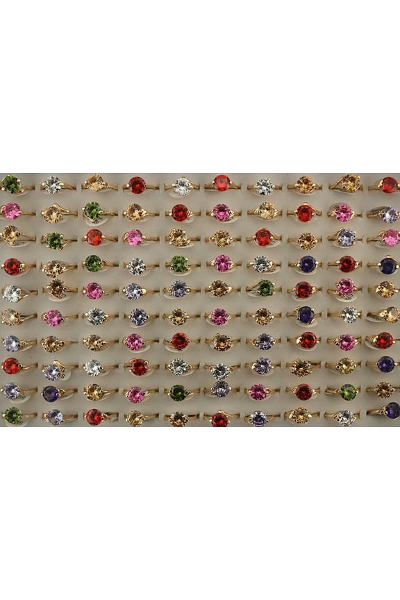 Wholesale Rings Lots 32pcs Mixed Women Round Cubic Zirconia Gold P Fashion Ring