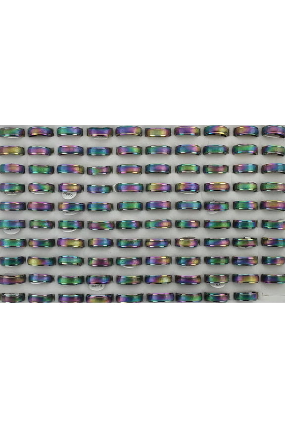 Wholesale Rings Lots 32pcs Stainless Steel Women Colorful Cat's-eye Stone Ring