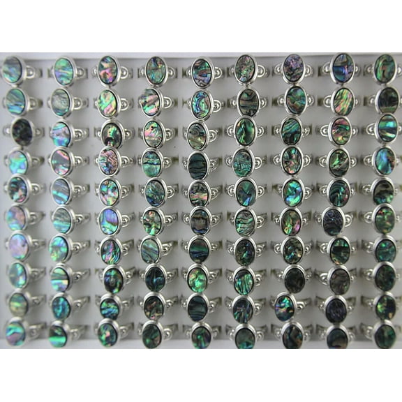 K-KED Wholesale Womens Rings 32pcs Charming Delicate Jewelry Oval Shell Silver Plated Ring
