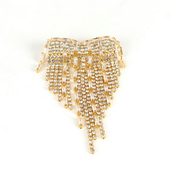 K-KED Woman's Tassels Crystal Brooch Pin Fashion Lady Zircon Costume Delicate Jewelry Gifts-Gold