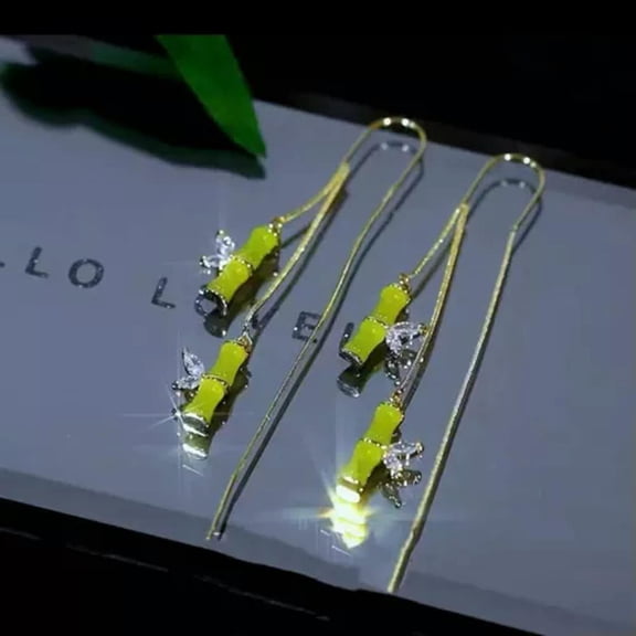 K-KED Women 925 Silver Long Tassel Cubic Zirconia Drop Dangle Earrings Wedding Jewelry-#4