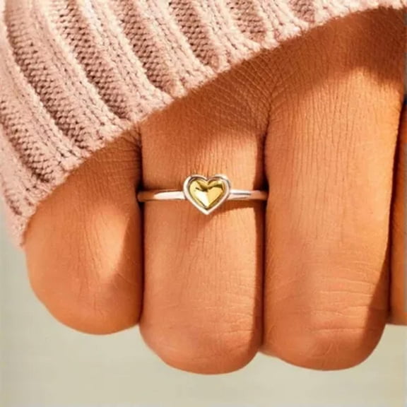 K-KED Women 925 Silver Plated Ring Charm Love Heart Wedding Gift Sz 6-10-7