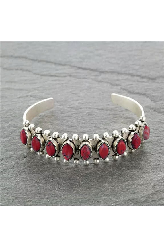 Women 925 Silver Tibetan Cubic Zircon Open Bangle Cuff Bracelet Wedding Jewelry-#2