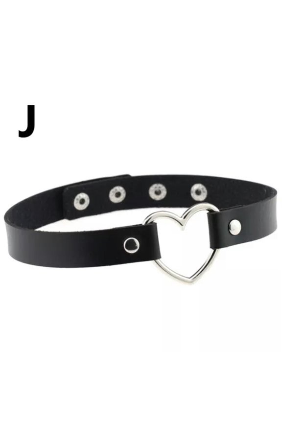 Women Adjustable Punk Choker Necklaces Collar Rivet PU Leather Alloy Hip Hop 1PC-J-SKTXXQ