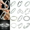 thumbnail image 1 of K-KED Women Bangle Bracelet 925 Sterling Solid Silver Crystal Cuff Bracelet Delicate Jewelry US-#16, 1 of 9