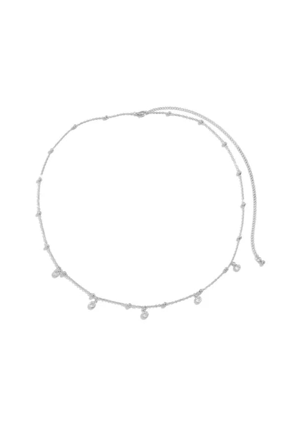 Women Bikini Belly Chains Crystal Beaded Waist Chains Beach Party Body Jewelry-Silver