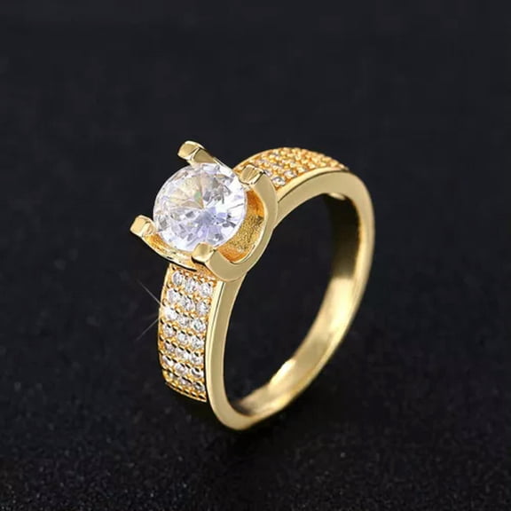 K-KED Women Charm Delicate Jewelry Gold plated Rings Cubic Zircon Wedding Gift Sz 6-10-9