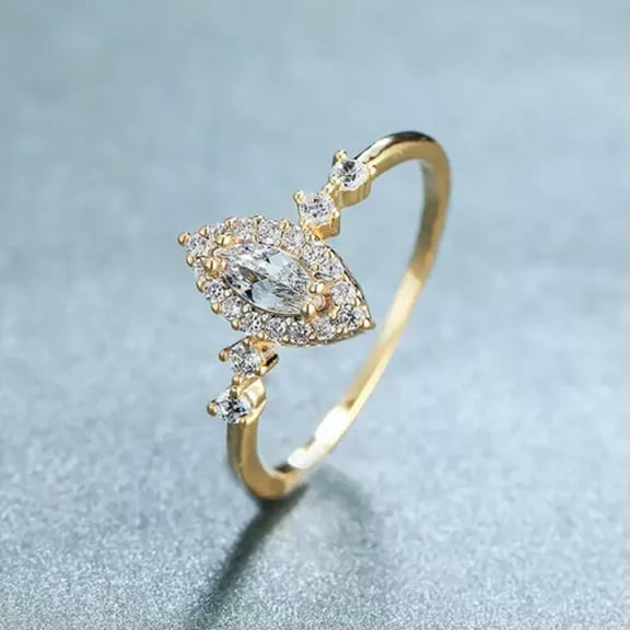 K-KED Women Charm Wedding Rings 18k Yellow Gold Plated Cubic Zirconia Delicate Jewelry Sz 6-10-8