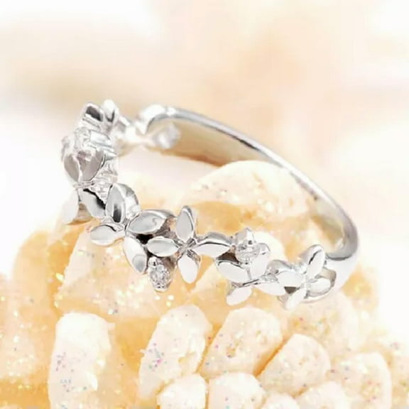 K-KED Women Cute 925 Silver,Rose Gold Plated Rings Cubic Zirconia Delicate Jewelry Size 6-10-6-Silver