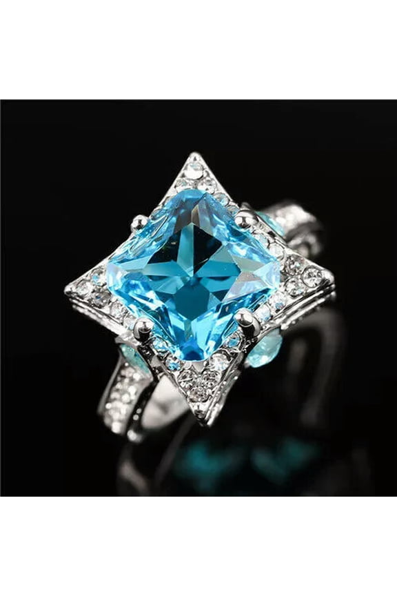 Women Delicate Jewelry 925 Silver Filled Cubic Zirconia Rings Wedding Party Ring Sz 6-10-#6-9