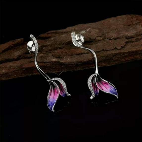 K-KED Women Delicate Jewelry Silver Stud Earrings Cubic Zirconia Wedding Party Gifts A Pair-#5