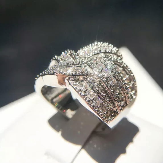 K-KED Women Elegant Delicate Jewelry Cubic Zircon 925 Silver Filled Ring Wedding Gifts Sz 6-10-6-CLEAR
