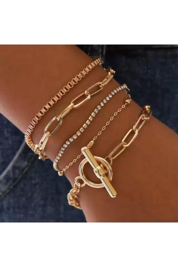 Women Fashion Delicate Jewelry Gold Bohemian Multi Layered Bracelet