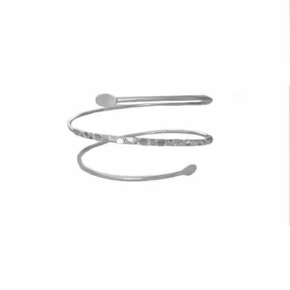 K-KED Women Gold Metal Leaf Upper Arm Cuff High Bracelet Spiral Armlet Armband Jewelry-Silver