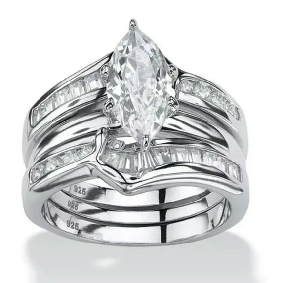 K-KED Women Gorgeous Cubic Zircon Ring 925 Silver Wedding Party Delicate Jewelry Sz 6-10-8