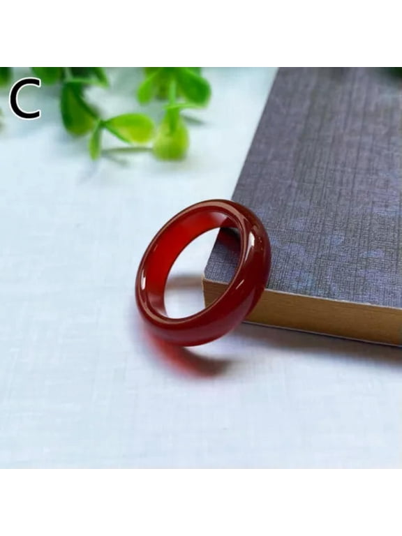 Women Jade Ring Delicate Jewelry Gifts Ring Finger Rings Anniversary Ring Natural Agate-Red