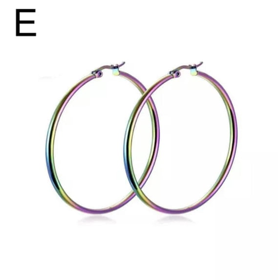 K-KED Women Ladies Simple Large Round Circle Hoop Earrings Titanium steel Delicate Jewelry Gift-Colorful 40mm