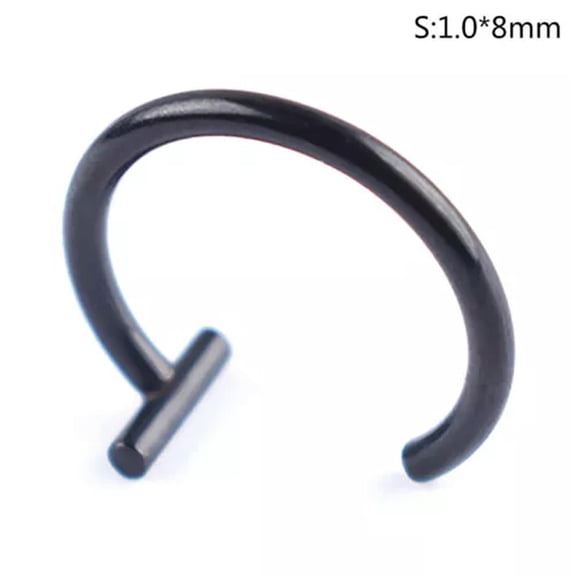 K-KED Women Lips Rings Nose Ring Piercing Clip mouth Ring Fake Piercing Body Clip H:yq-Black 1.0*8mm