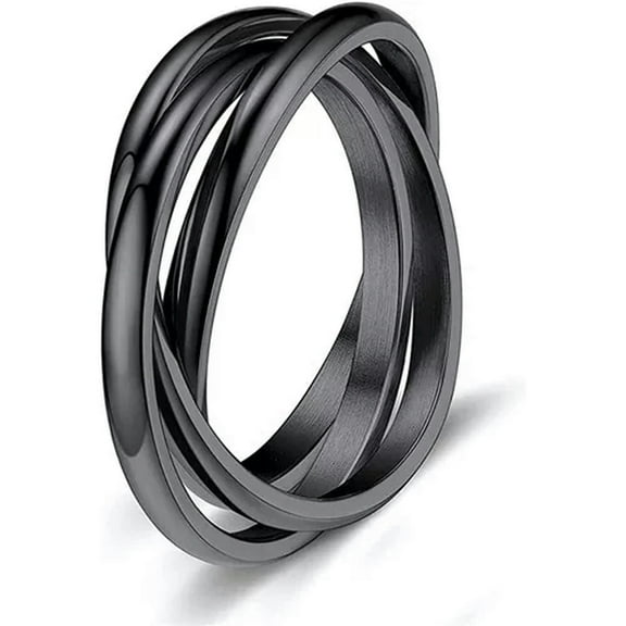 K-KED Women Men Anti-anxiety Spinner Fidget Rotating Ring Titanium Steel Finger Rings-12-Black