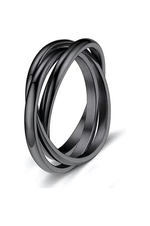 Women Men Anti-anxiety Spinner Fidget Rotating Ring Titanium Steel Finger Rings-12-Black