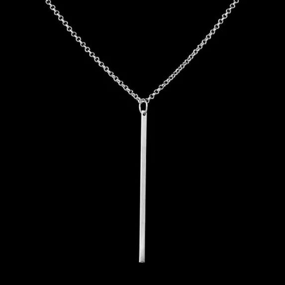 K-KED Women Necklace Stick Pendant Hollow Long Link Chain Square Copper Strip Jewelry-Silver