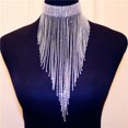 thumbnail image 1 of K-KED Women Rhinestone Diamante Necklace Choker Delicate Jewelry Fringe Tassel Accessory Gold-Silver, 1 of 5
