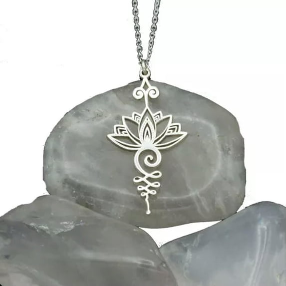 K-KED Women Silver Plated Crystal Lotus Flower Pendant Necklace Religious Delicate Jewelry Gift-4#Silver Lotus Flower Necklace