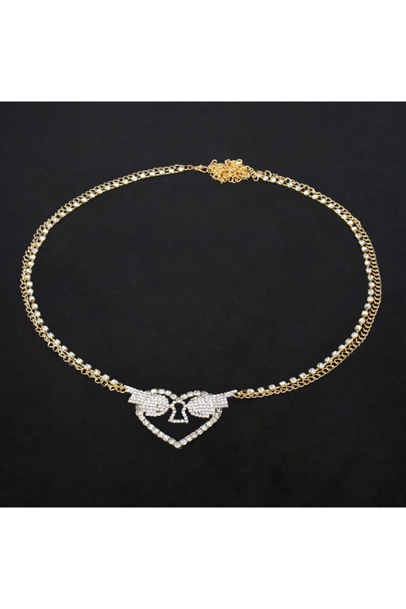 Women Waist Chain Sexy Casual Beach Love Angel Wings Waist Decoration Body Chain-Gold