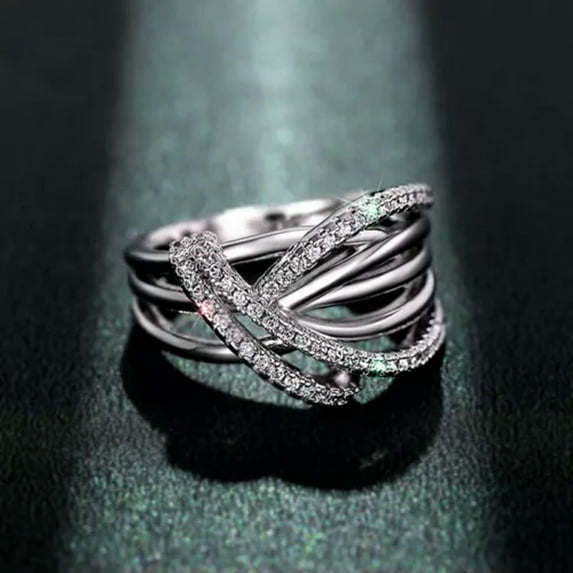 K-KED Women Wedding Elegant Cubic Zircon 925 Silver Filled Ring Delicate Jewelry Sz 6-10-10