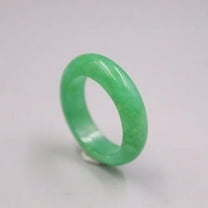 K-KED Women's Chinese Green Jadeite Jade Ring Band Real Genuine Heating Jade Size 7-9-9