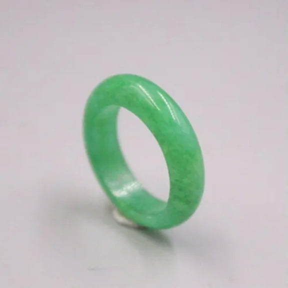 K-KED Women's Chinese Green Jadeite Jade Ring Band Real Genuine Heating Jade Size 7-9-9