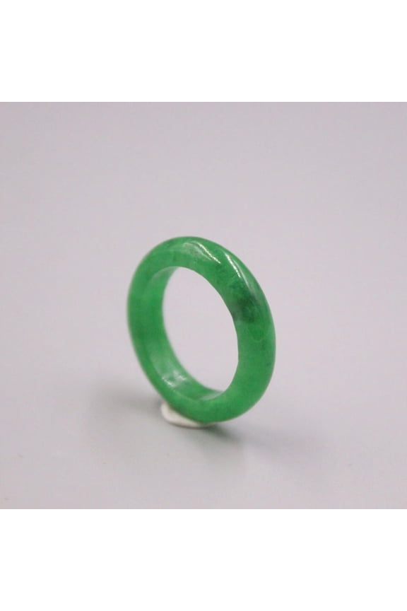 Women's Chinese Green Jadeite Jade Ring Band Real Genuine Heating Jade Size 9