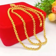 K-KED Womens Delicate Jewelry 24K Yellow Gold Plated 4mm 24" O Links Chains Necklace