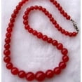 thumbnail image 1 of K-KED Women's Delicate Jewelry 6-14MM Red Jade Round Gemstone Beaded Necklace 17.5'' AAA, 1 of 1